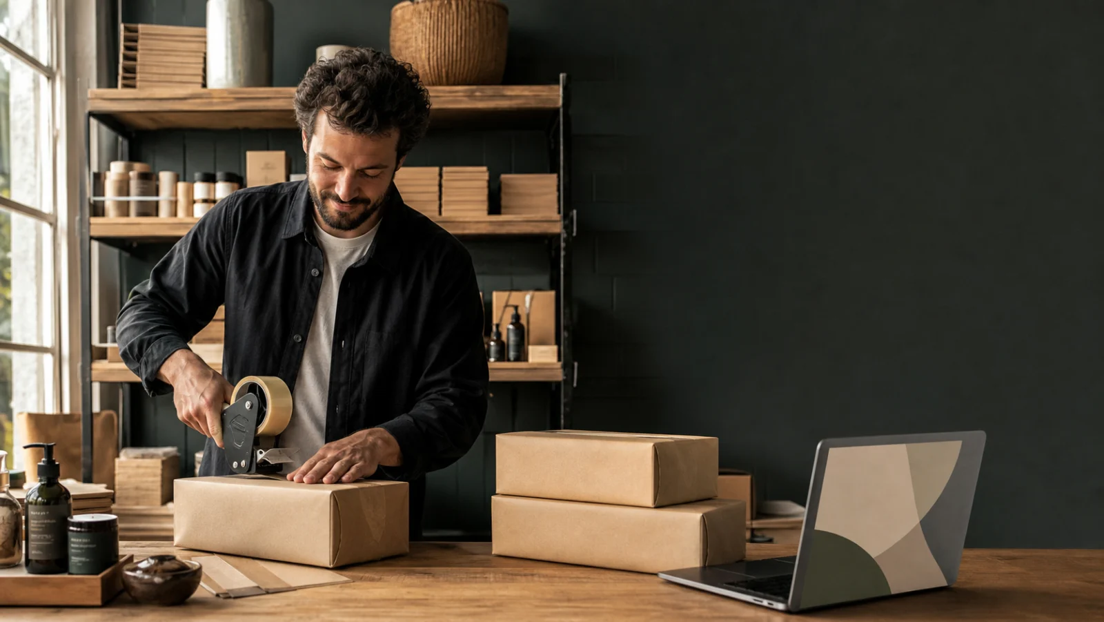 Independent seller preparing marketplace orders