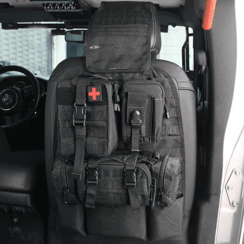 Universal Tactical Vehicle Back Seat Organizer With 3 Detachable Pouches-1 Set Of Bag