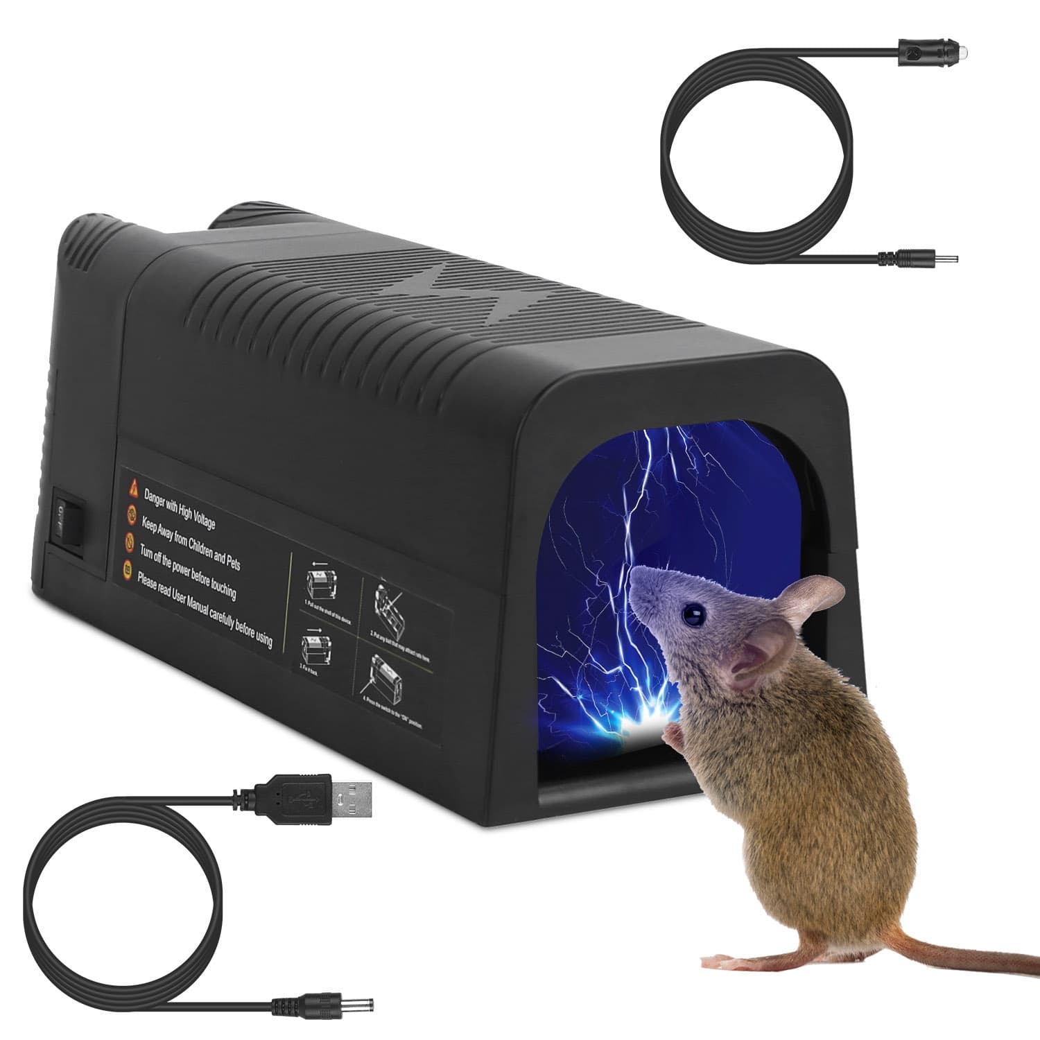 1Pc Electric Rat Trap Reusable Mice Trap Rodent Zapper Indoor Pest Control Rechargeable Shock Mice Killer With 1800V High Voltage For Home Spring Summ