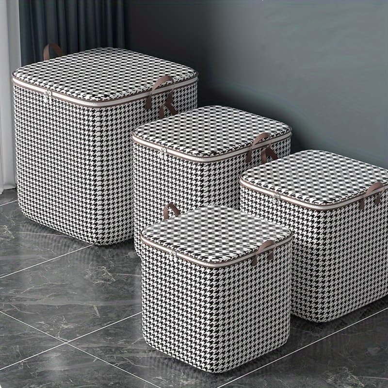 3pcs Mixed Set,100L 140L 180L,Stylish Foldable Zippered Storage Bags, Travel Organizer,Large Capacity, Portable, Moisture-Proof Non-Woven Fabric Solut